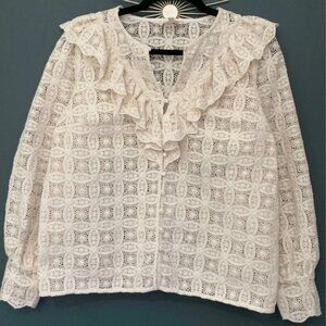 Sezane cream guipure lace ‘Angela’ blouse top